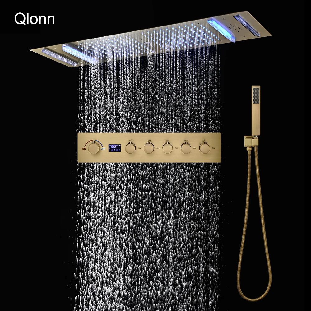 

Душевая система Qlonn 35×12 дюймов для отелей, комплект смесителей для ванной комнаты с горячей и холодной водой, современная эстетичная душевая лейка SPA