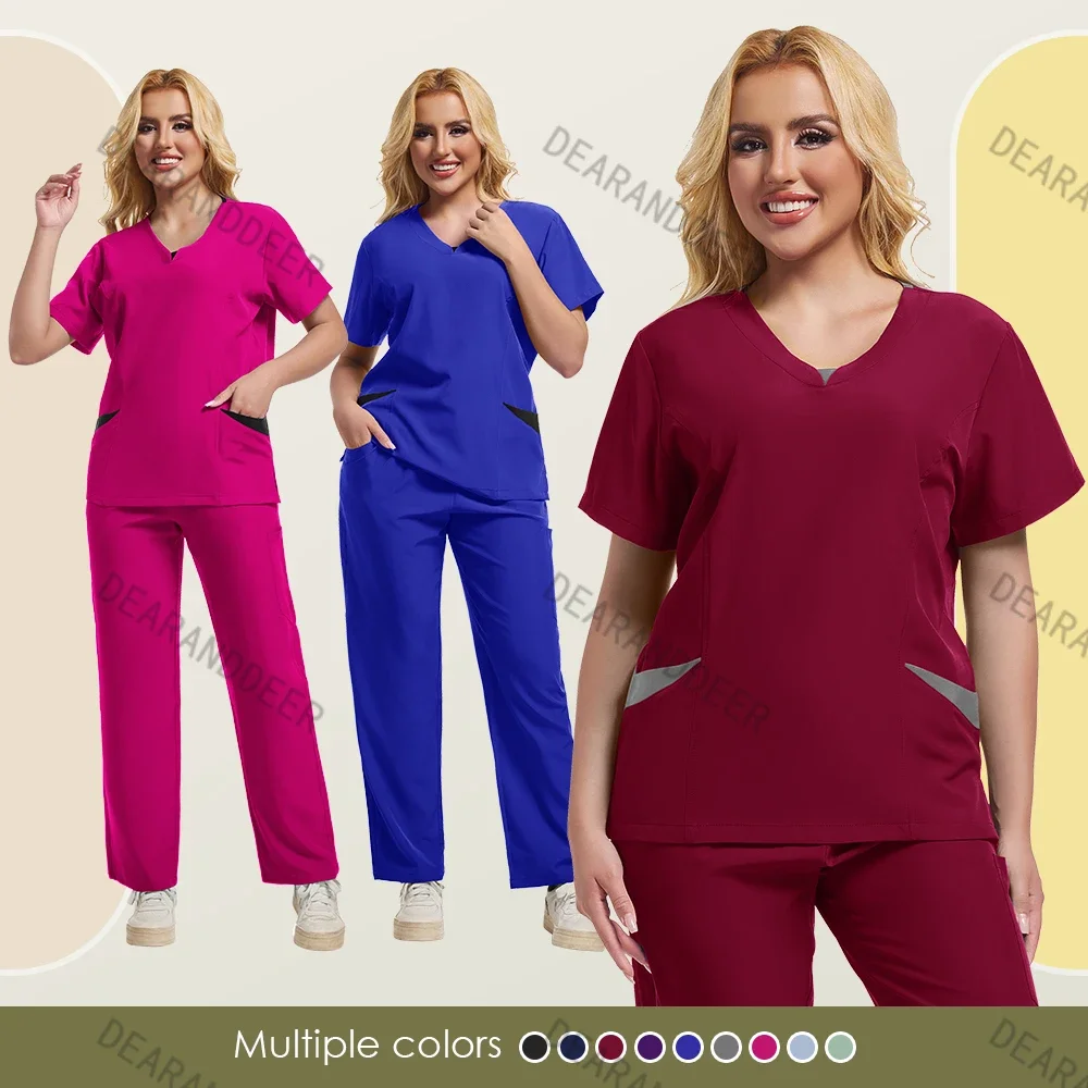 Neue reine Farbe weibliche Krankenschwester matte chirurgische Uniform Jogging-Kleidung Haustier Krankenhaus Zahnklinik Arzt Krankenhaus medizinisches Set