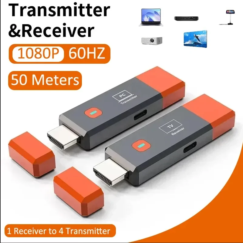 50 متر لاسلكي HDMI فيديو الارسال والاستقبال موسع عدة جهاز استقبال للتليفزيون دونغل محول للكمبيوتر كاميرا الكمبيوتر المحمول إلى شاشة العرض