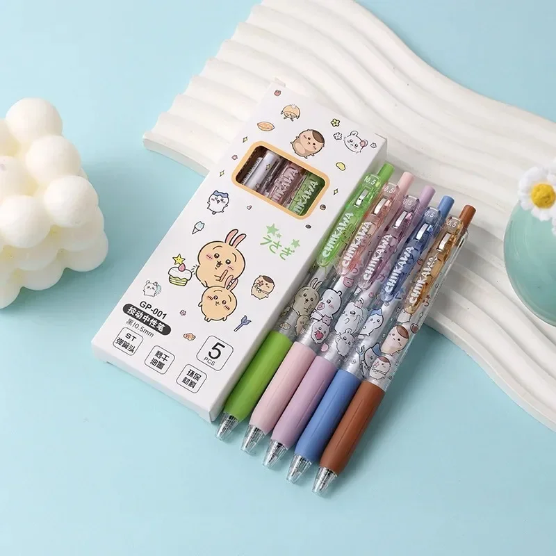 5 Stück Cartoon Kawaii Gelstift 0,55mm Nachfüllbarer Druckstift Schwarzer Stift Schüler-Schreibwaren Schulbedarf Animations-Geburtstagsgeschenk – Detail 2