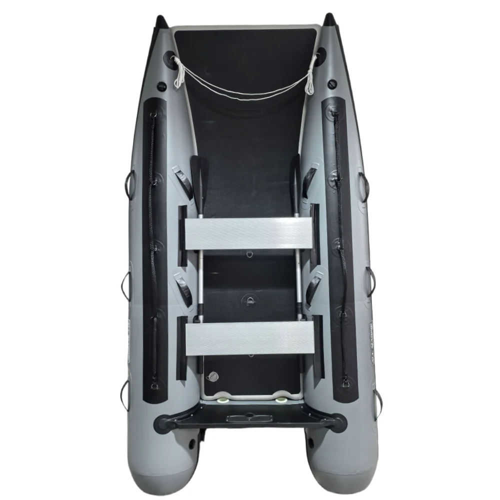 -For 330cm 15HP Catamaran Inflatable Boat 0.9mm PVC Foldable Stable Fishing Boat for Lakes Rivers Cruising^