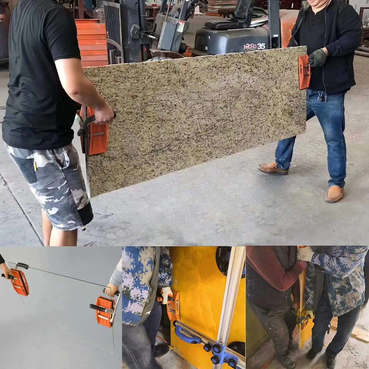 Handed Stone Carrying Clamps Granite Panel Carriers Lifting Tools 660lbs Transporting Heavy Duty Carry Clamp for Glass Quartz Sl