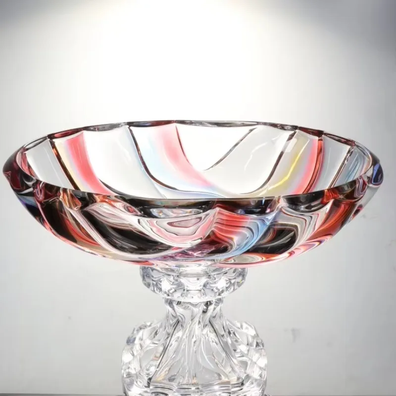 High Quality 38.5cm European Bohemian Crystal Fruit Bowl Color Desktop Decoration Home Decoration Eco-friendly Polishing