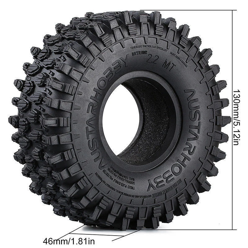 RC 4PCS 2.2 Inch 120mm 130mm 140mm 150mm Rubber Tire Beadlock Wheel Rim For RC Car TRX4 TRX6 RBX10 SCX10 YIKONG TK300 D90 90046
