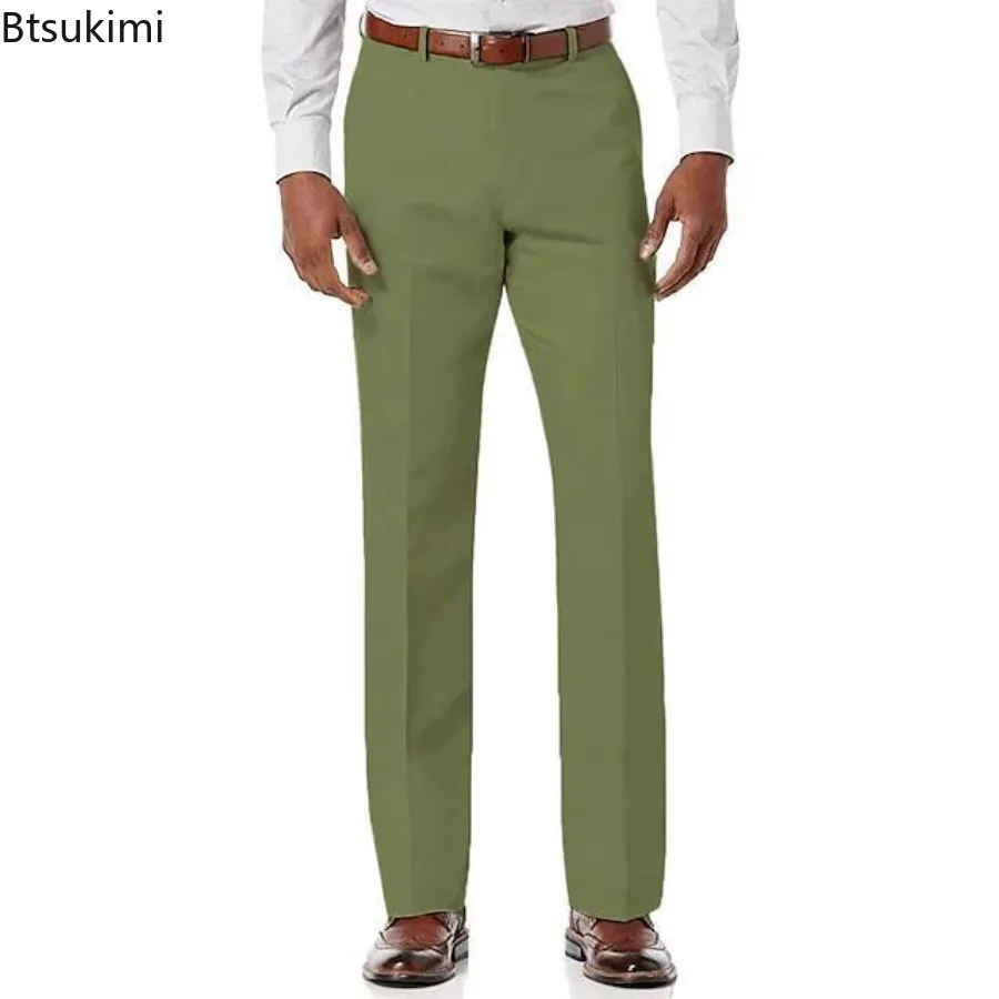 بدلة رجالية 2025 بنطال ذو قصة أرجل مستقيمة عالي الخصر ربيعي نمط جديد متعدد الألوان سروال رسمي غير رسمي للأعمال للرجال #2