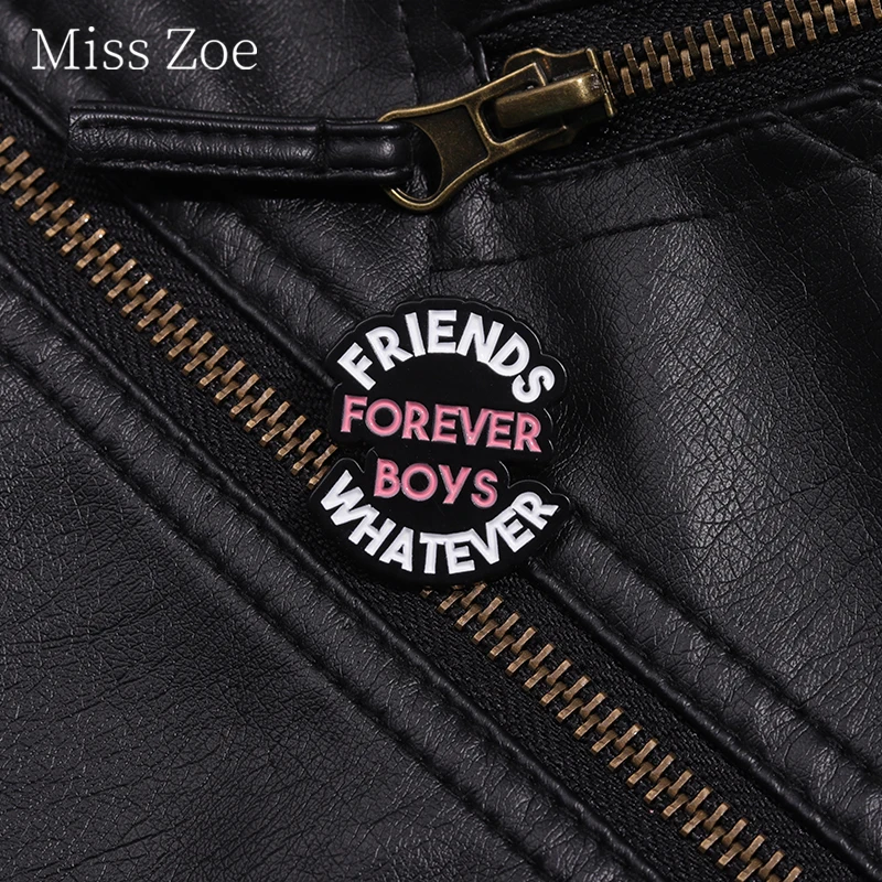 Friendship Jewelry Enamel Pin Custom Quotes Friends Forever Boys Whatever BFF Brooches Lapel Badge Clothing Gift For Best Friend