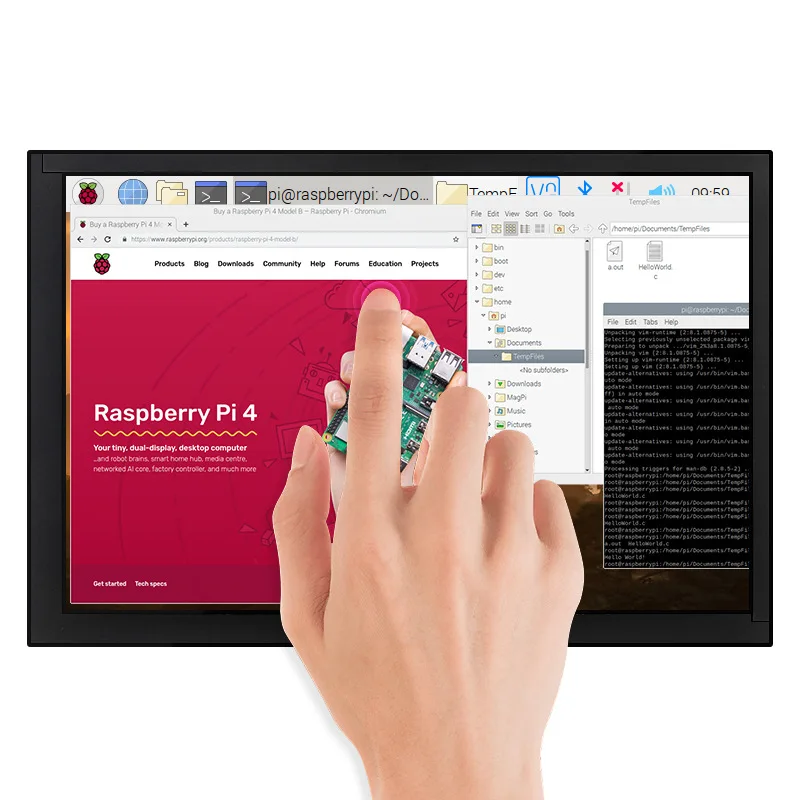 For Raspberry Pi 10.1 Inch IPS Touch Screen Display HDMI HD Monitor Driver-Free for PC Jetson Nano