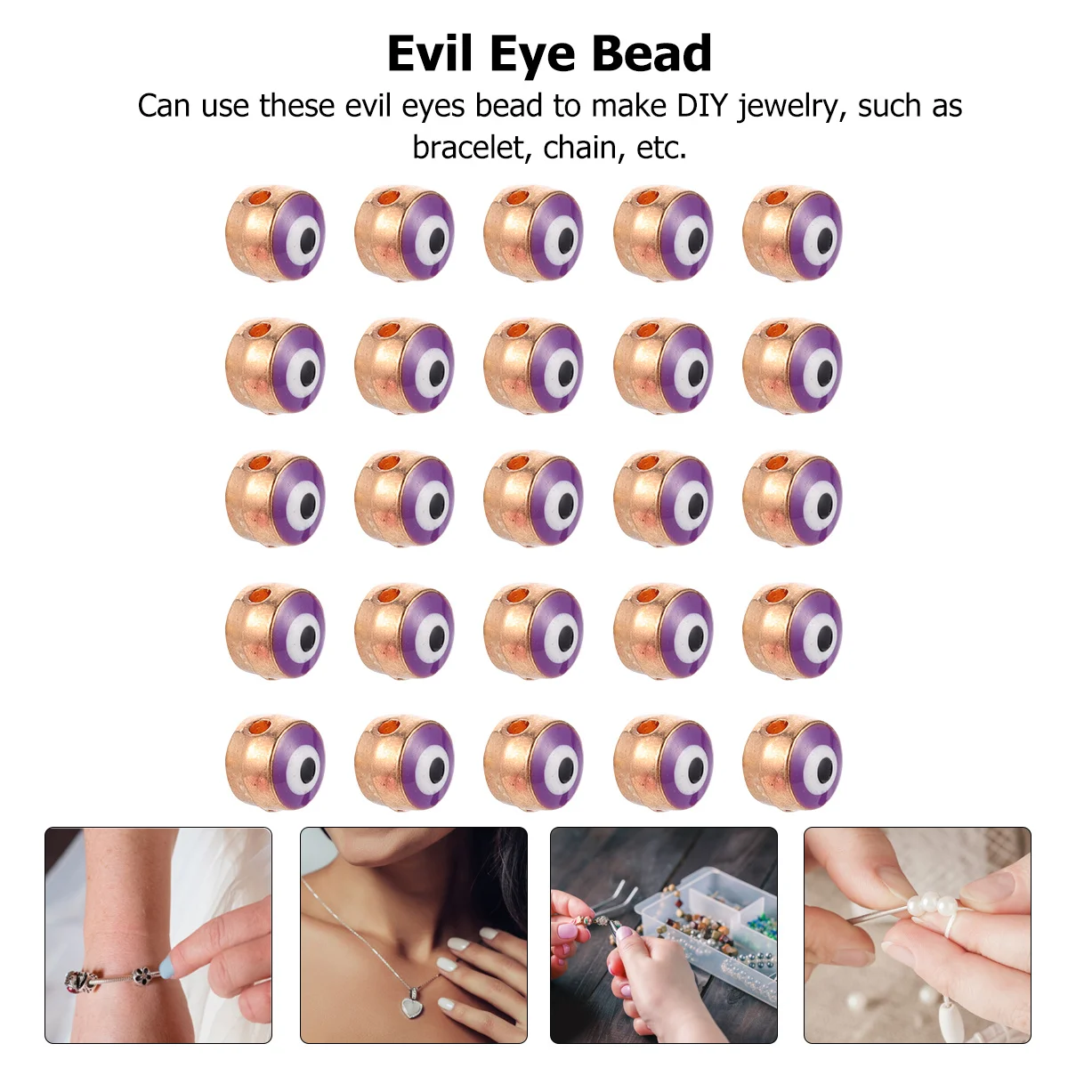 

100 Pcs Halloween Bracelet Bead Alloy Evil Eye Beads Charms Eyes Spacer Eyeball DIY