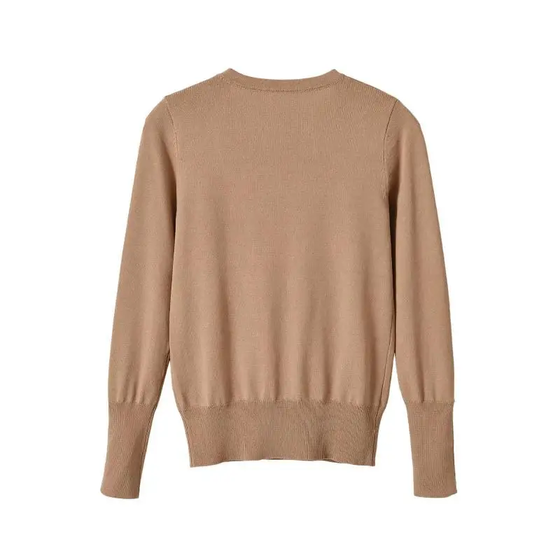 Maxdutti Southern France Minimalist Women's Basic Knitted Sweater Round Neck Multi Color Basic Knitted Sweater Woman Clothes