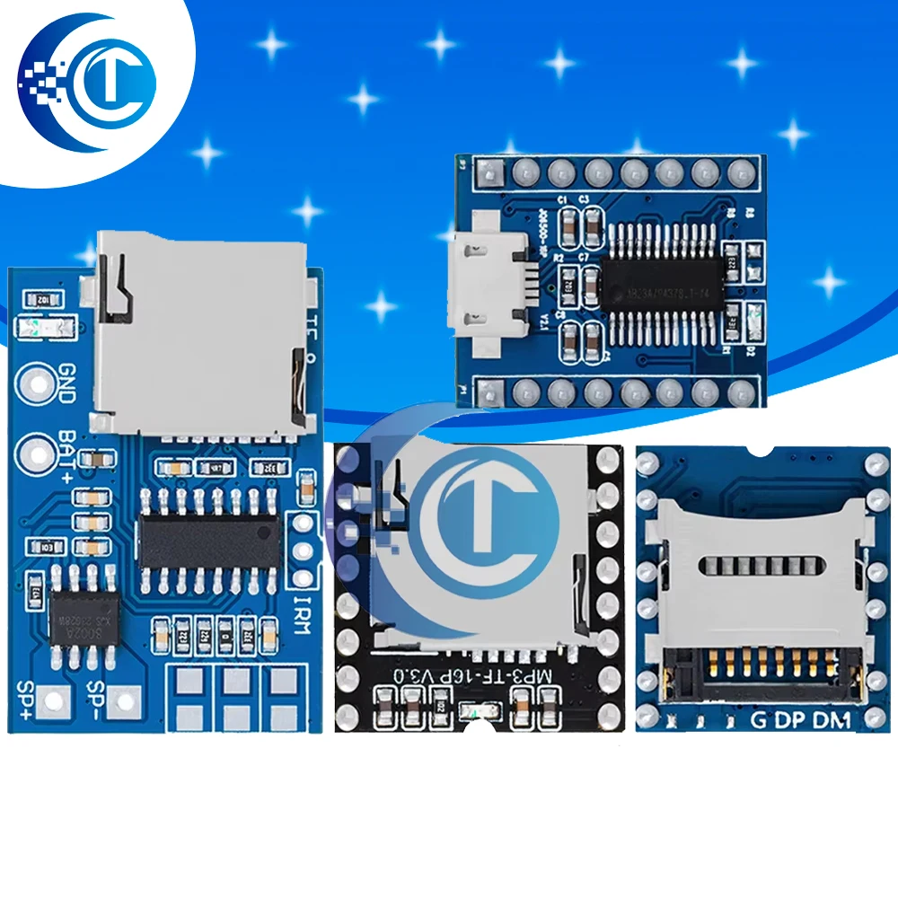 JQ6500 WTV020 GPD2846A JQ6500 Mini módulo de reproductor de MP3 tarjeta TF módulo de sonido MP3 módulo de voz para Arduino GM módulo de fuente de alimentación