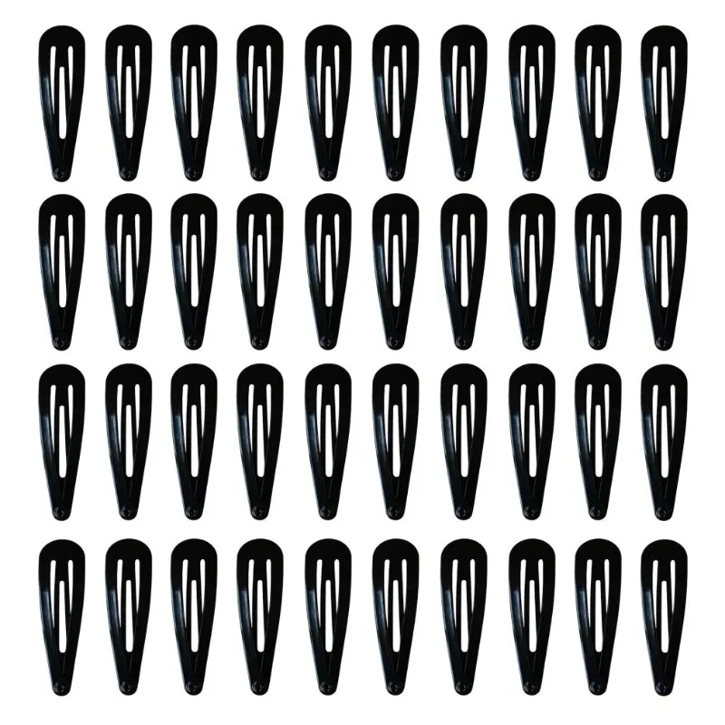 

40 Pack Black Barrettes Women Metal Snap Hair Clips Accessories
