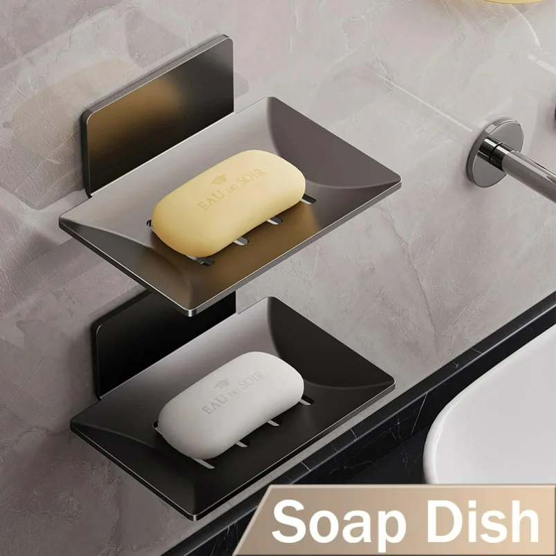 

Bathroom Aluminum Alloy Soap Dish Free-Punching Wall Mounted Soap Sponge Holder Organizer Accessories design Kitchen Soap Holder