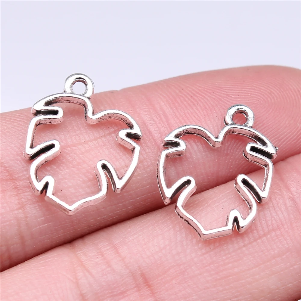 

Wholesale 200pcs/bag 19x15mm Hollow Leaves Charms Wholesale Antique Silver Color Zinc Alloy Charms Wholesale