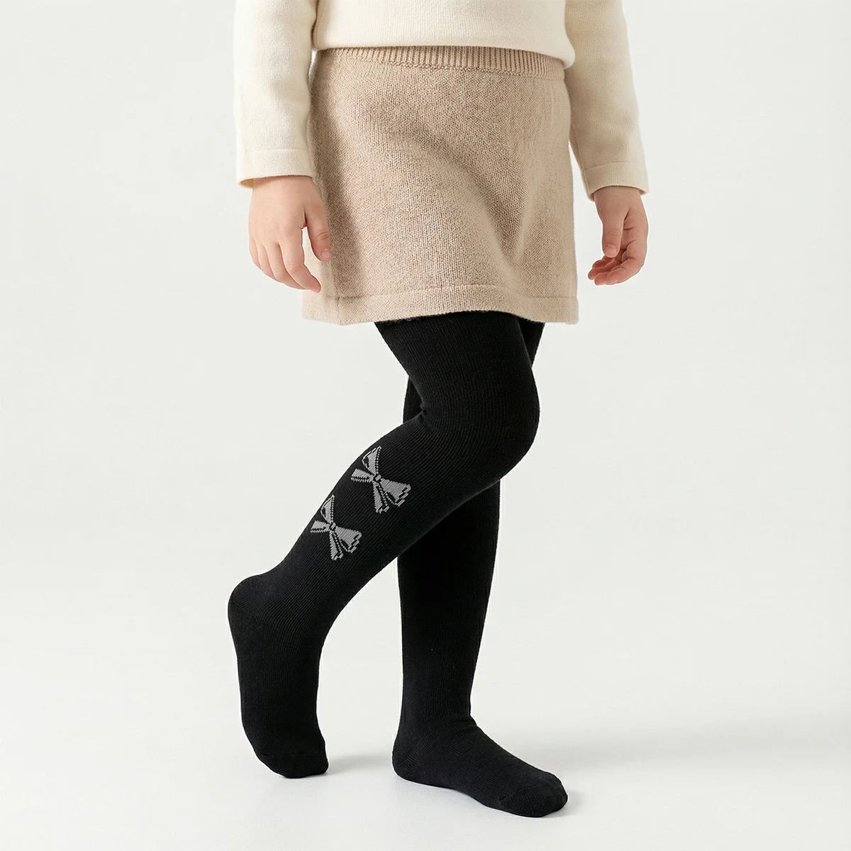 3er-Pack vertikal gerippte Strumpfhosen für Kleinkinder, weiche, hautfreundliche Kinderstrumpfhosen mit Fuß, einfache Strümpfe für Mädchen im Frühling und Herbst – Detail 4
