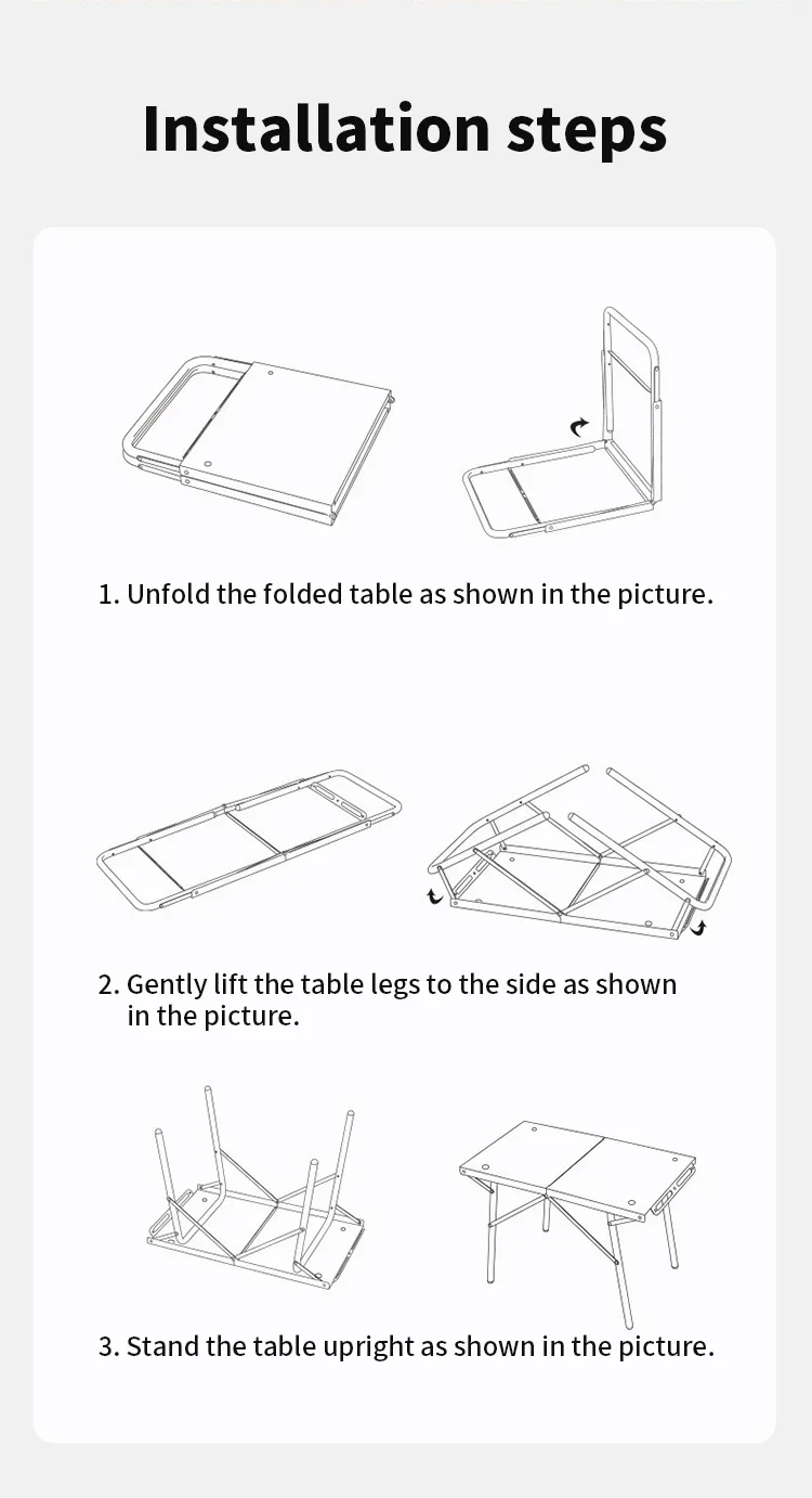 HOMFUL Outdoor camping folding table, portable stainless steel picnic table, leisure barbecue heat-resistant table, new product