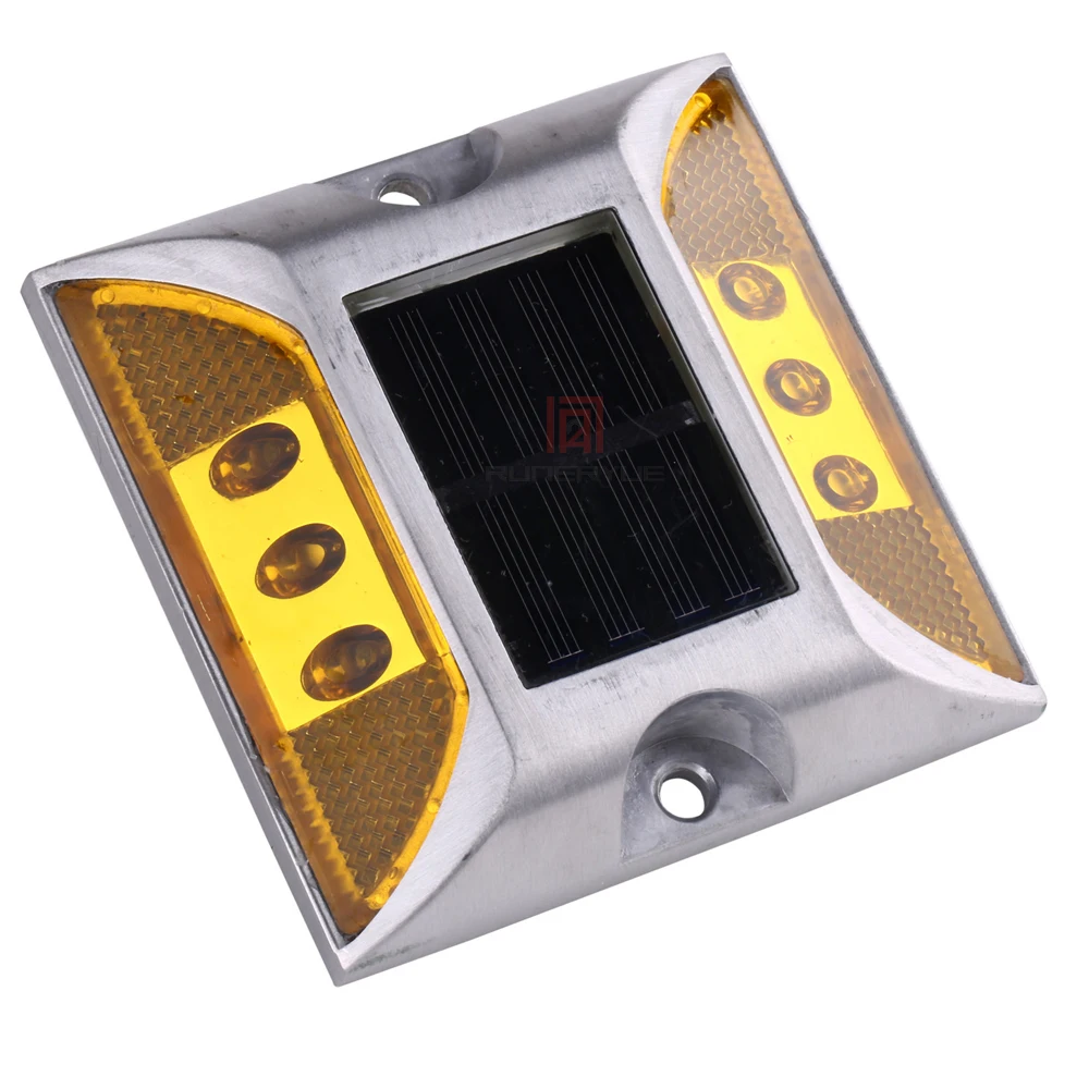 Solar Power Ground Marker Lights/Waterproof Outdoor Driveway Road Stud Lamp 6 LED/Road Stud Pathway Marker Light