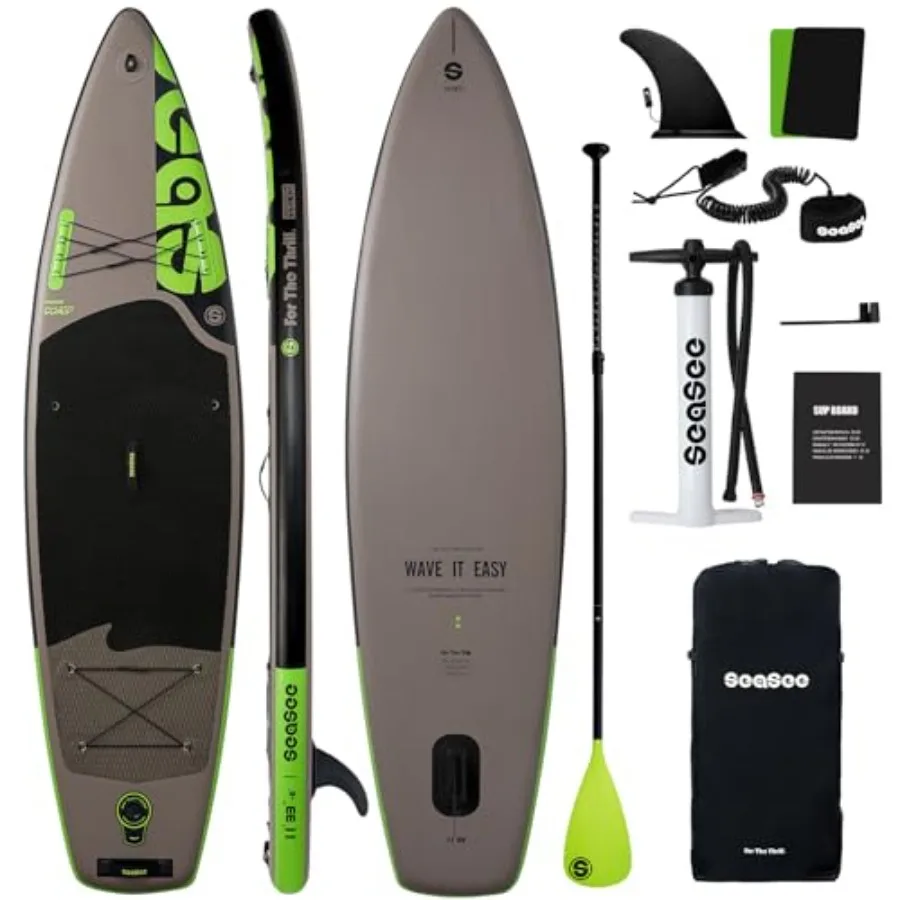 

Inflatable Stand Up Paddle Board for adults, lightweight PVC material, blue, 11ft length with 33x6 stable design, anti-slip EVA