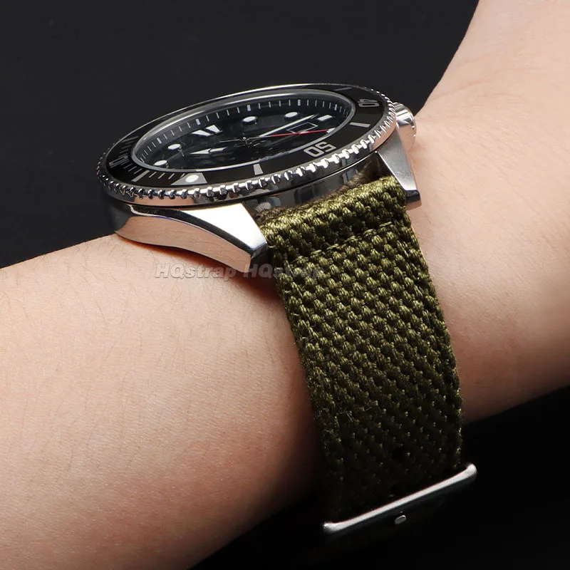 면 나일론 밴드 소프트 캔버스 스트랩, 범용 퀵릴리즈 밀리터리 스포츠, 편안한 손목 밴드 교체 팔찌, 20mm, 22mm