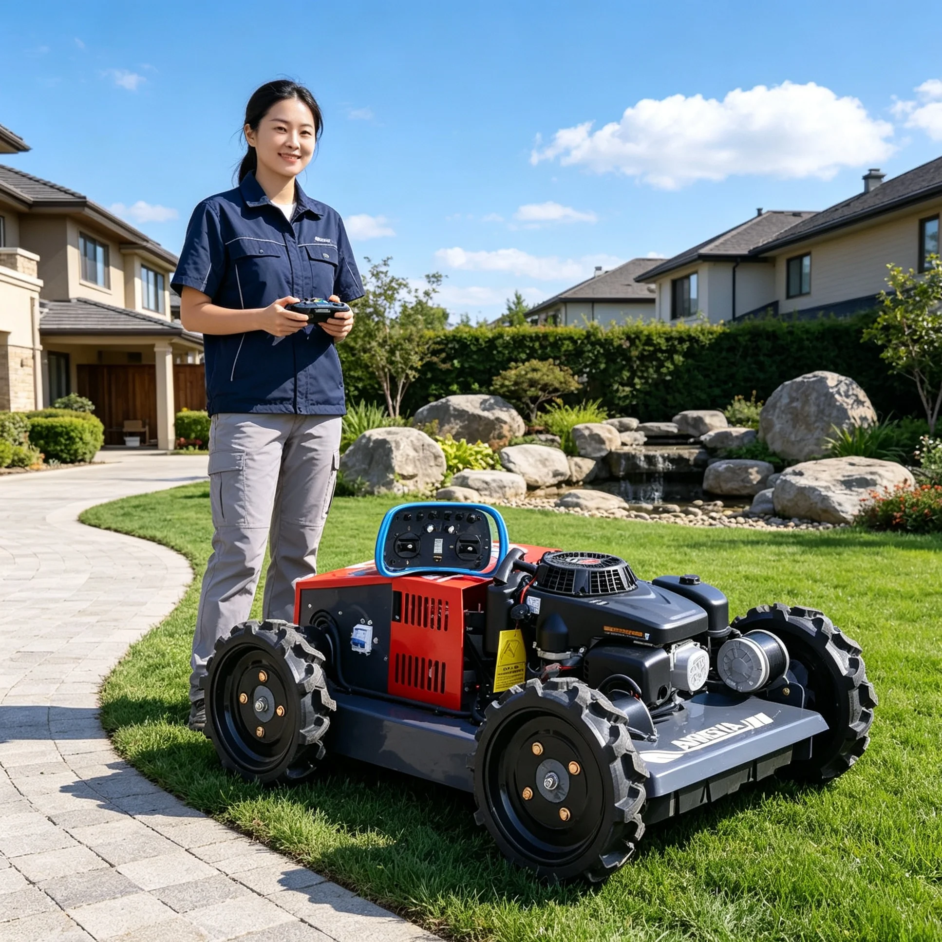 Customized for Villa Courtyard Grass Cutting, 500W Wheeled Portable Lawn Mower, Low‑Noise Design, Labor‑Saving Operation