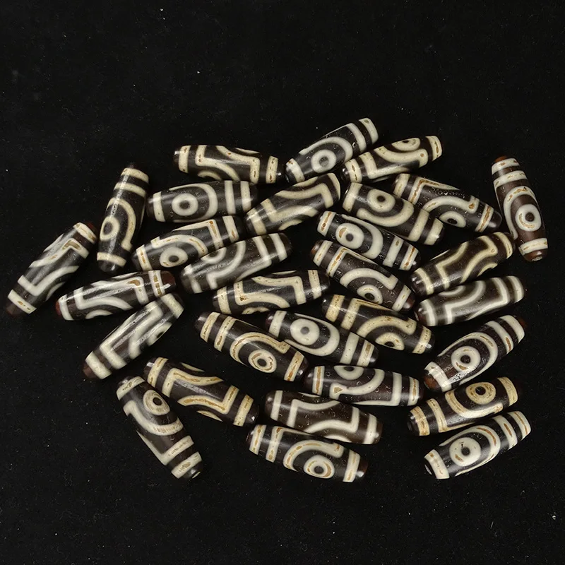 Black And White Calcium Natural Agate Two Eyes Beads Pendant Bracelet Necklace Ornament 10 X35Mm