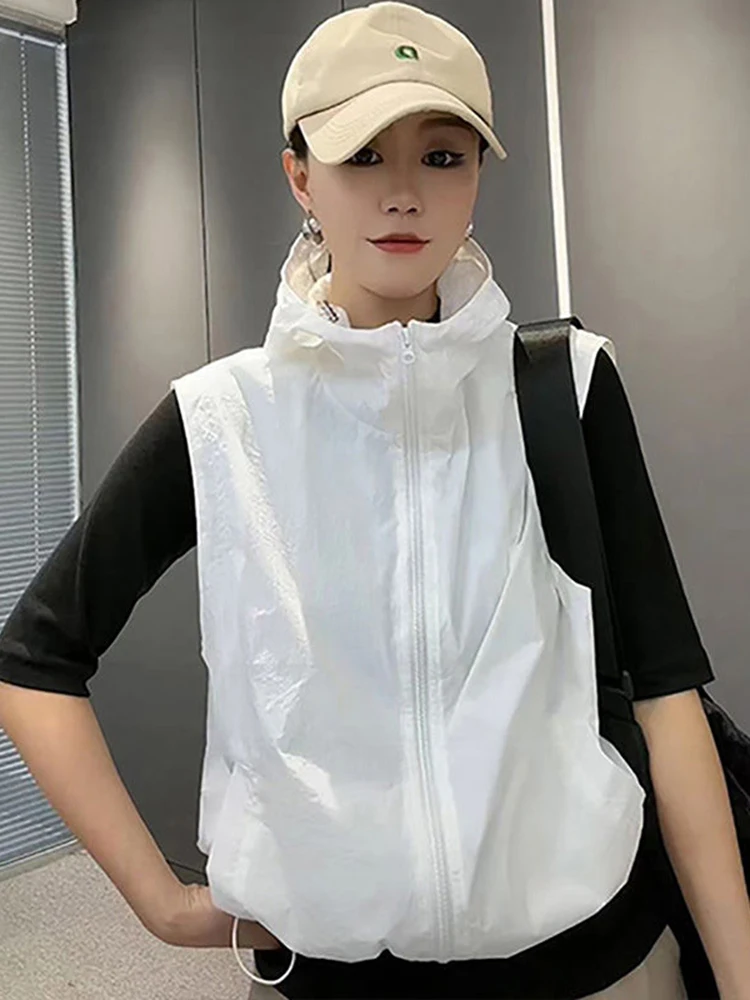 

Новая модная женская тонкая дышащая куртка-жилет 2025 года с капюшоном, застежкой-молнией, цветная, стройнящая фигуру, с защитой от солнца