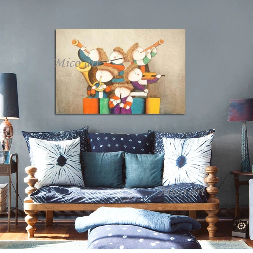 Acrylic Sleeping Room Decoration Canvas Art, Abstract Children's Concert, Hand Painted Artwork Picture, Unframed