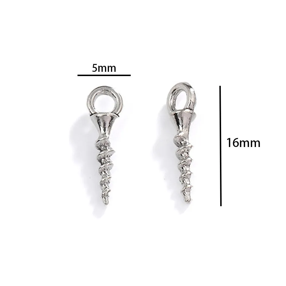 100Pcs Alloy Pendant Tapered Single Hole Threaded Nail For DIY Bracelet Necklace Jewelry Making Connectors Handmade Accessories