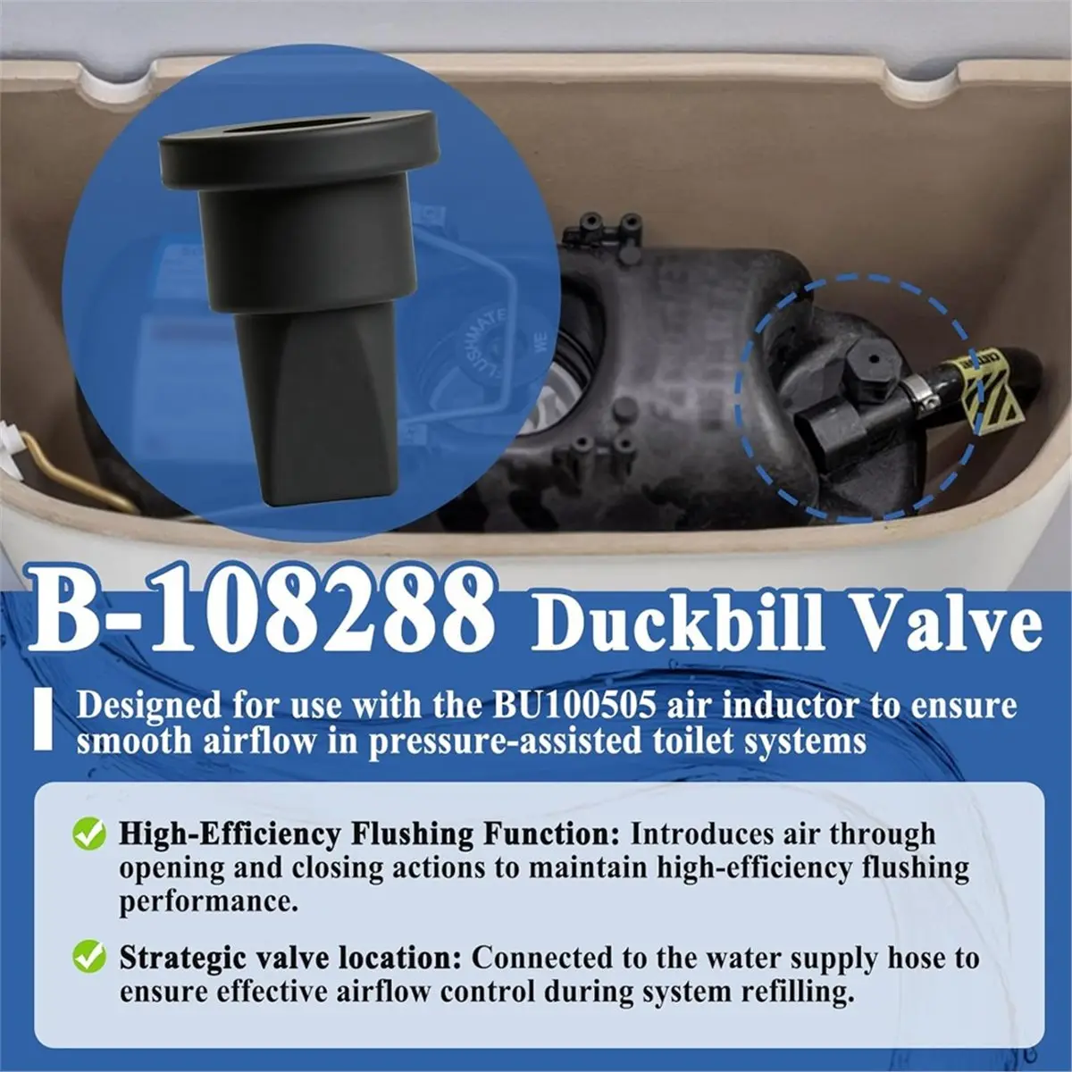 8Pcs B-108288 -Valve Replacement for 503, , 504 Series Flush Valves, Toilet Check Valve Air Inducer