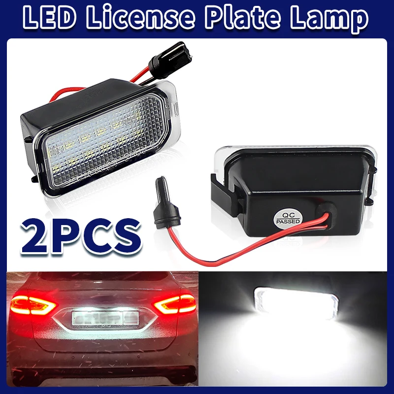 2PCS LED License Plate Light For Ford Focus 2 MK2 3 Mondeo 4 5 Fiesta 6 7 Kuga S-MAX No Error Number Plate l For JAGUAR XJ XF