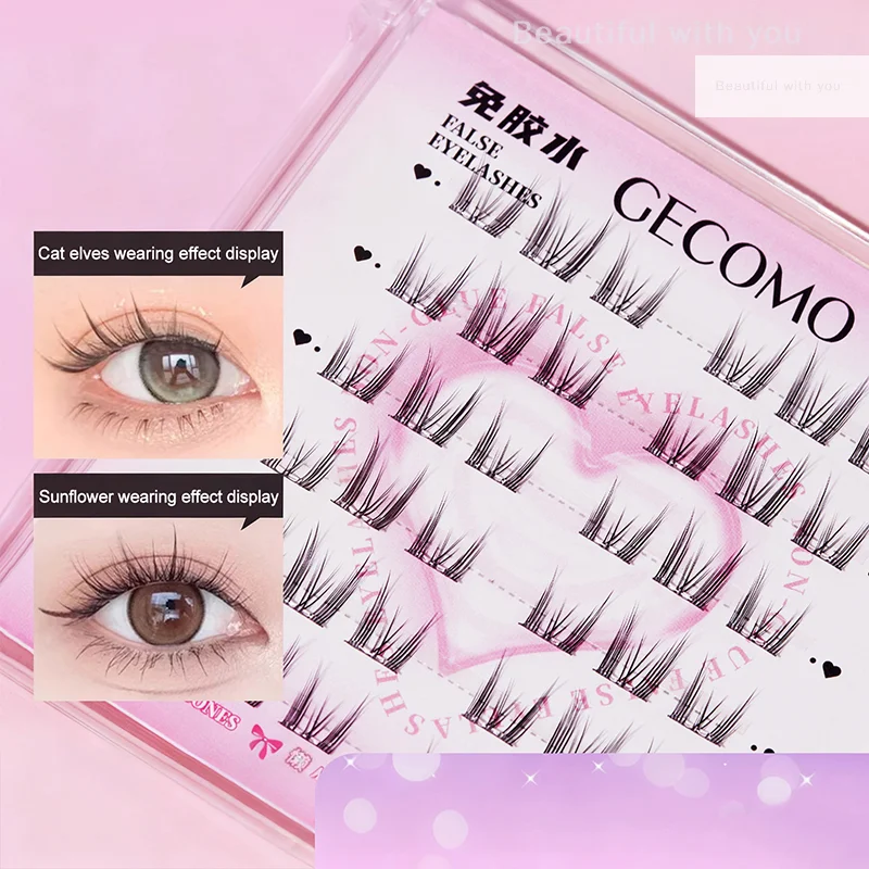 NewDIY pestañas postizas autoadhesivas sin pegamento, ojos de Manga gruesos naturales esponjosos con alas, pestañas agrandadas reutilizables, fácil de aplicar