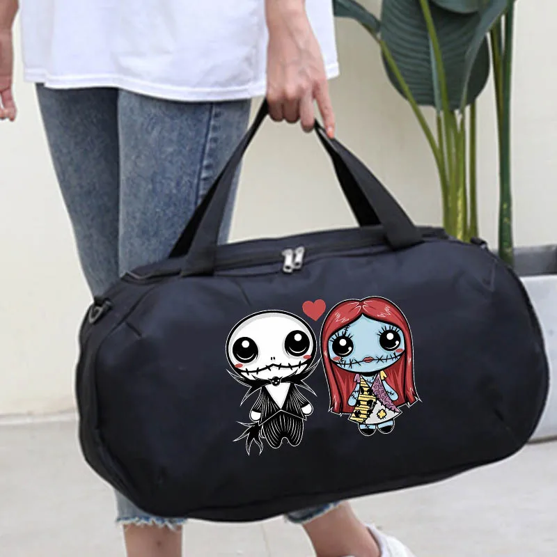 Disney's The Nightmare Before Christmas Jack Sally Women Fitness Bag Large Capacity Storage Bag  Portable Sports Bag Gym Handbag