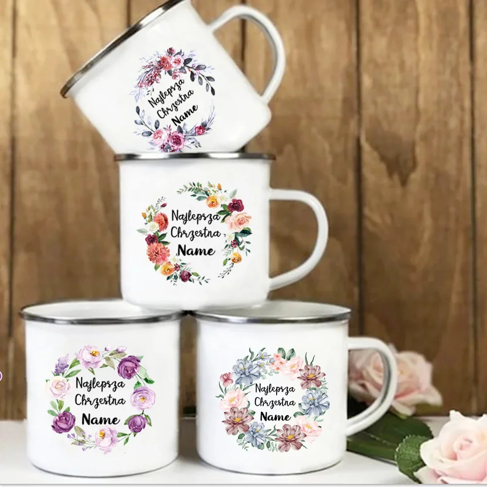 Best Godmother Holland Printed Enamel Mug Creative Coffee Cups Camping Enamel Cup Festive Birthday Gifts for Godmother