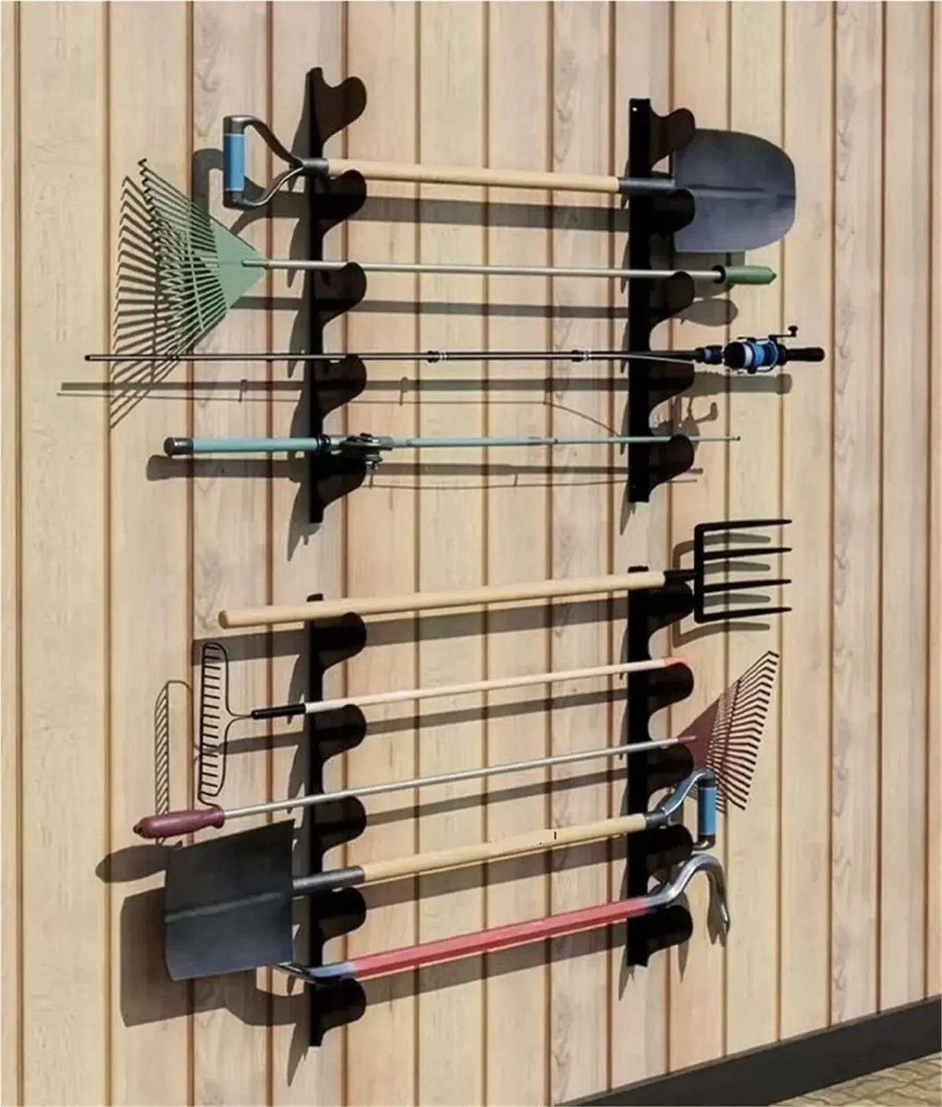 Zoe Garden Tool Organizer Wall Mount Garage Storage Rack For Shovels Rakes Brooms And Long Handled Yard Tools With Five Support Levels For Garage And Shed - view 7