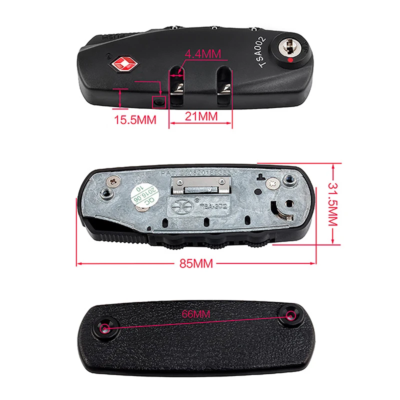 Innovative Security Tool For Travel Suitcase Luggage Portable Black TSA Padlock 3 Digit Customs Password Combination Lock