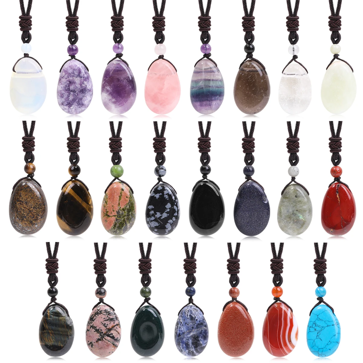 Natürliche Edelstein-Halskettenanhänger aus Amethyst, Rosenquarz und Klarquarz für Männer und Frauen, Gesundheits- und Wohlstands-Schmuck – Detail 7