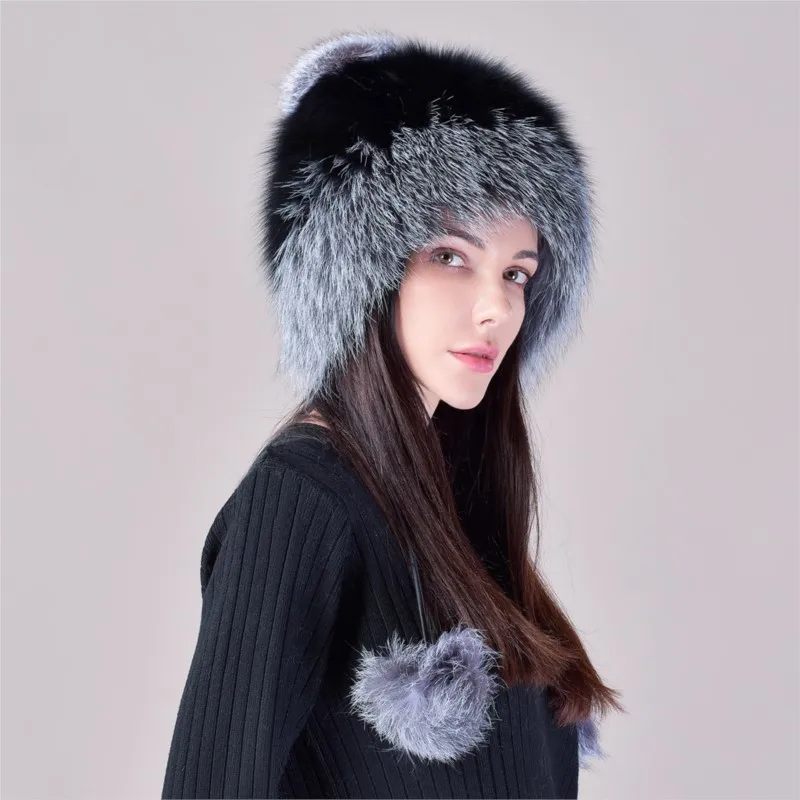 

Women's woolen leather hat knitted thickened sweet and cute ear-protecting warm