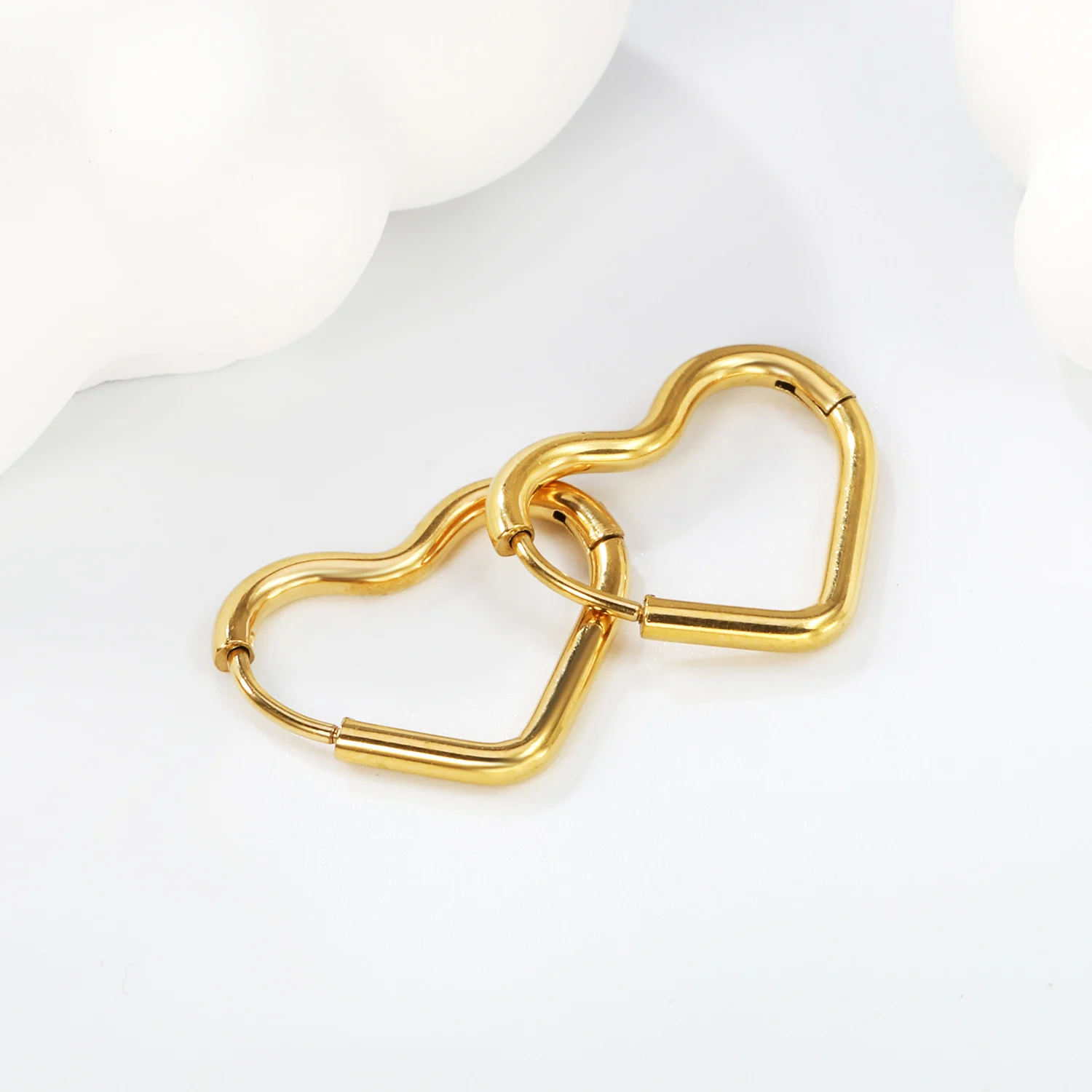LUXUKISSKIDS 2pcs Stainless Steel Huggie Earrings Hoop Minimalist Star Heart Charms CZ Round Earrings Woman/Men Circle Ear Clips