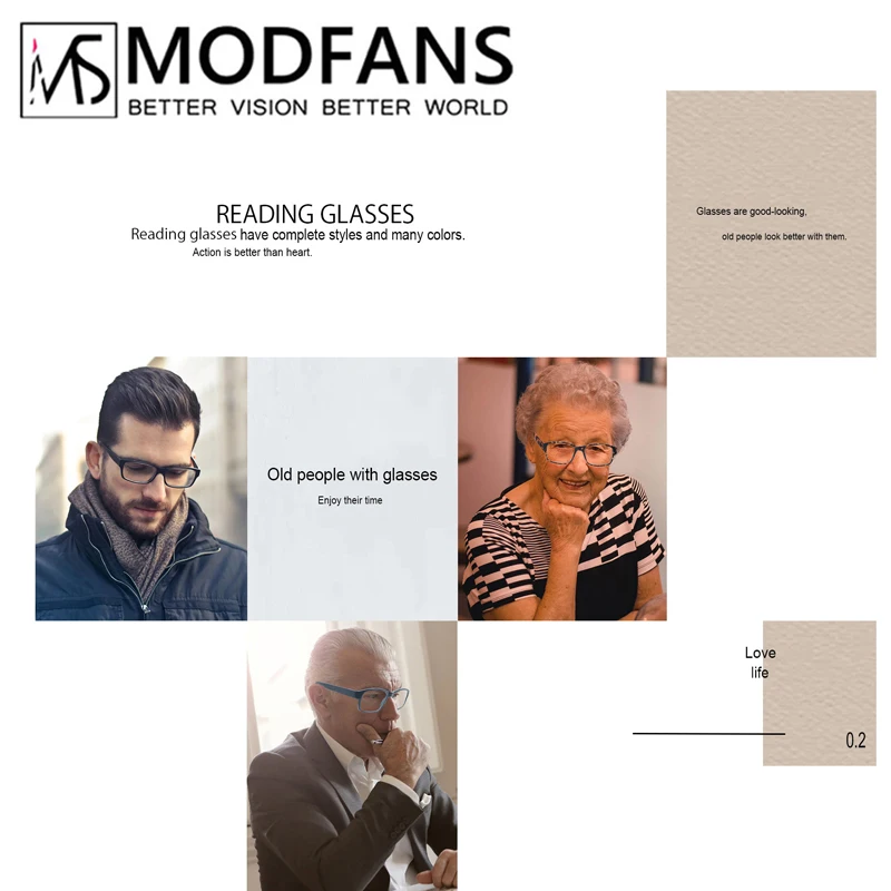 MODFANS Rectangle Oversize Reading Glasses Men Large Square Plastic Frame Sping High Quality Eyeglasses Dioprer MSR217