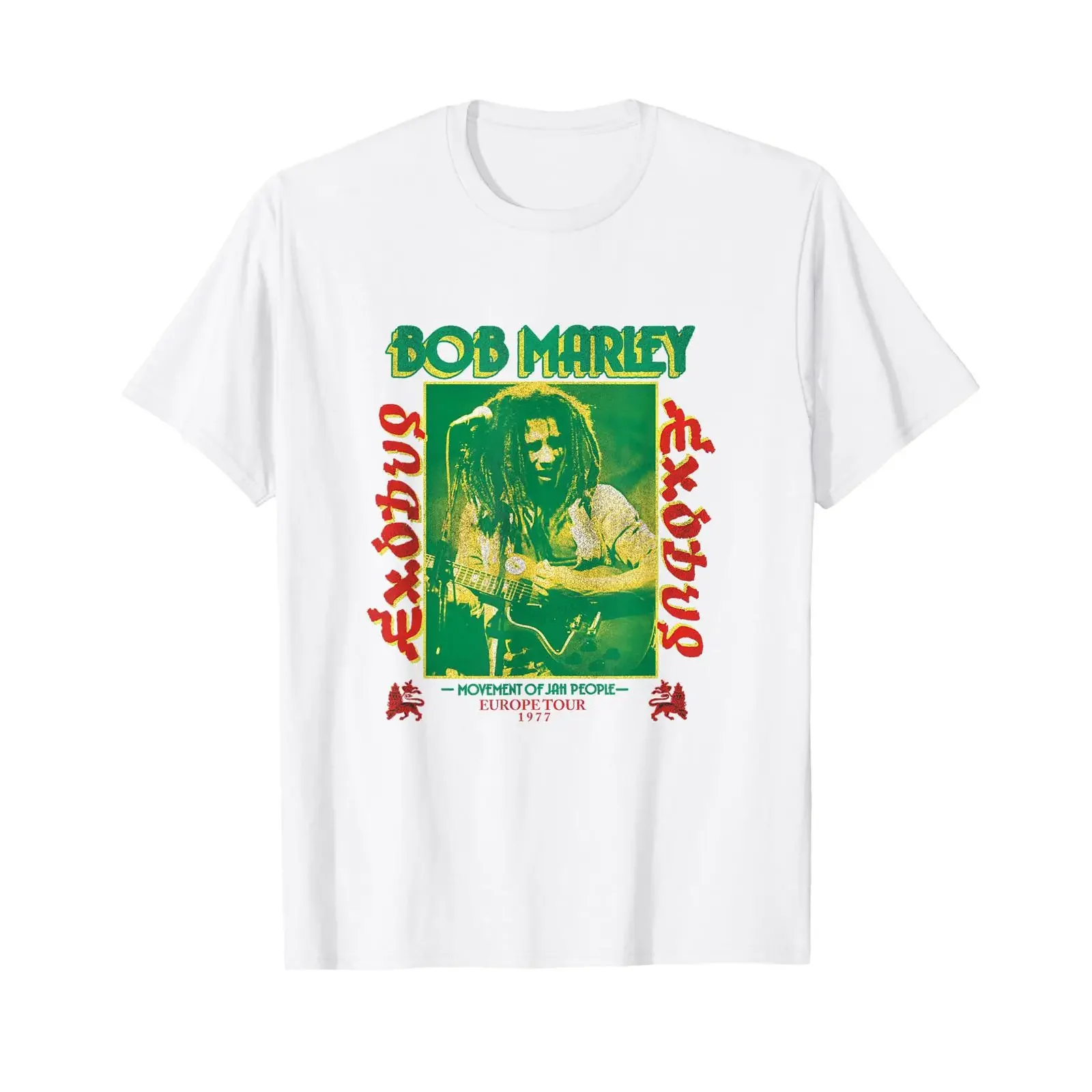 Bob Marley Exodus Movement of Jah People Guitar T Shirt White vintage Washed Stylish Versatile fashion Soft designer clothes
