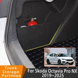Auto Accessories For Skoda Octavia Pro NX 2019~2025 2020 2021 Organizer Trunk Side Partition Trunk Interior Storage Box Parts