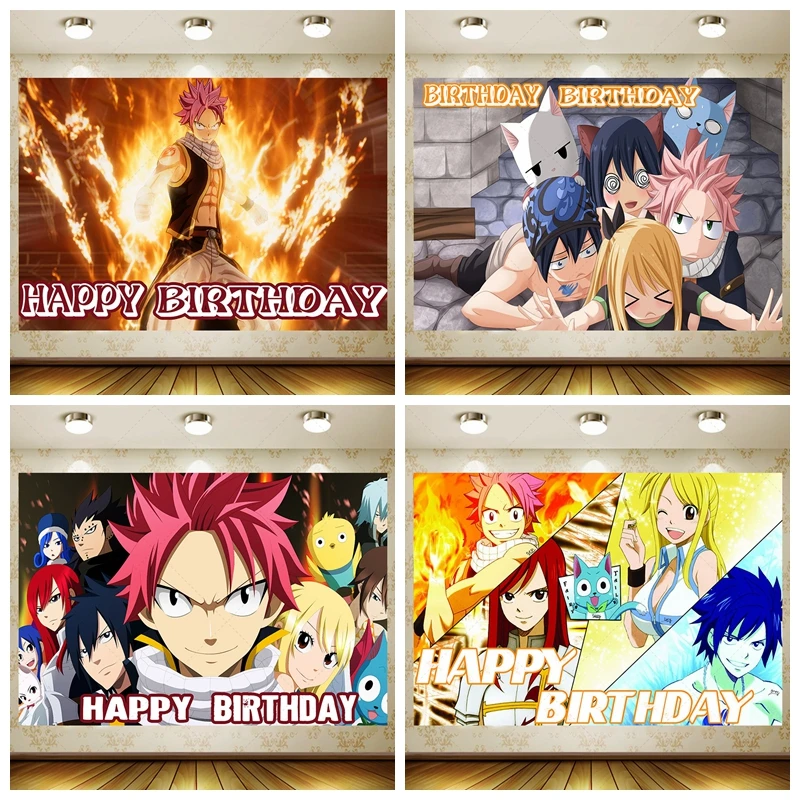 

FAIRY TAIL 100-YEAR Children's Birthday Party Background Baby Shower Banner Wed Decor Anime Photography Studio Backdrop Supplies