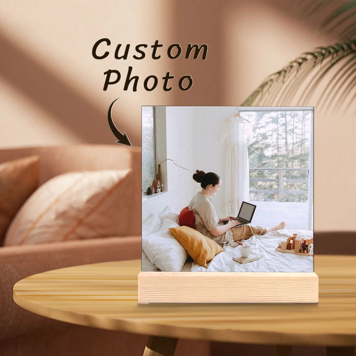 1Set Custom Photo Wooden Base Ornament,Home Room Office Desktop Decor,Birthday Wedding Valentine Christmas Memoraial Family Gift