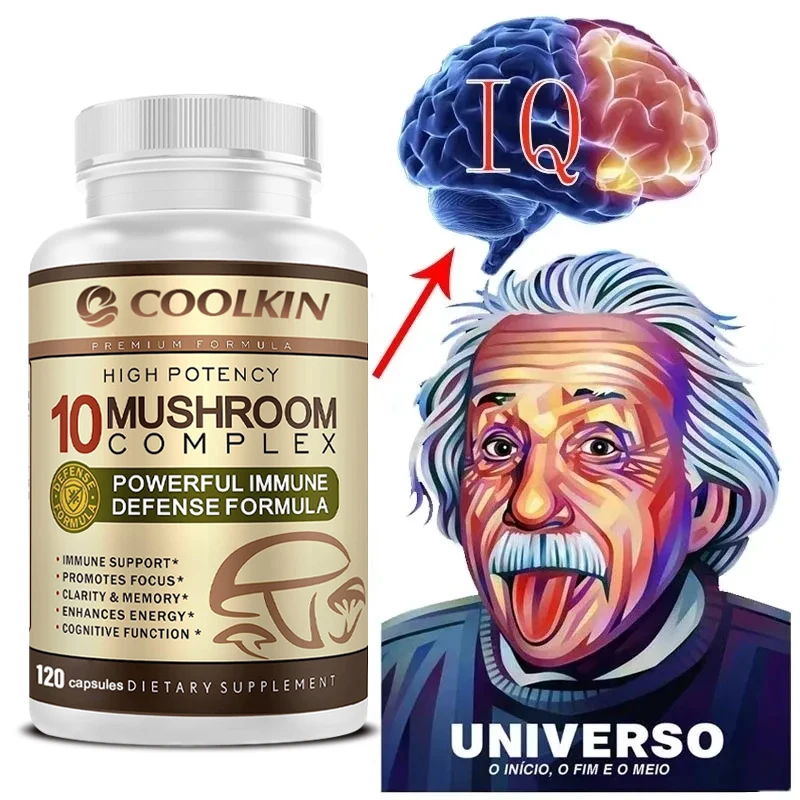 10 Mushroom Complex - Improve Brain Function, Improves Mental Clarity, Enhance Memory and Concentration, Boost Immunity