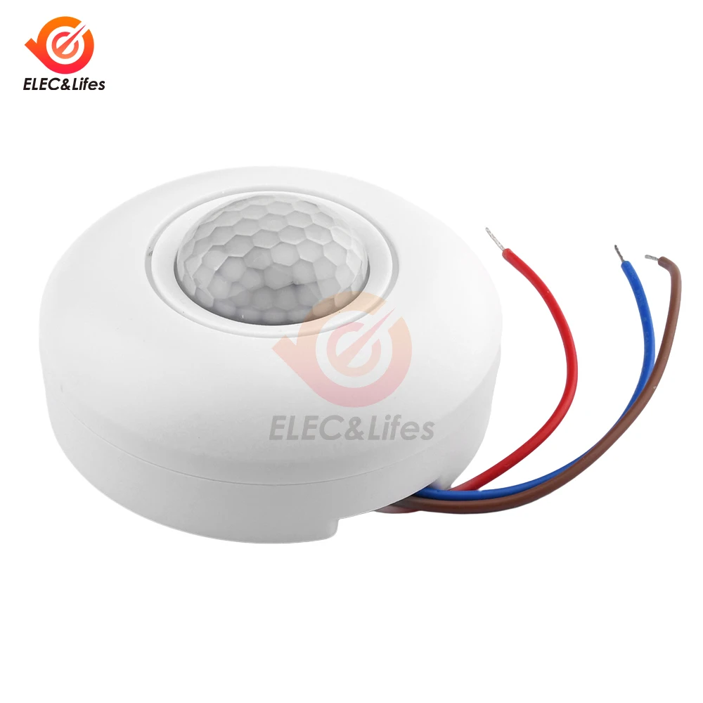 AC 85-265V Infrared PIR Motion Sensor Switch with Time Delay 360° Cone Angle Detecting Induction Sensor For LED Ceiling Light