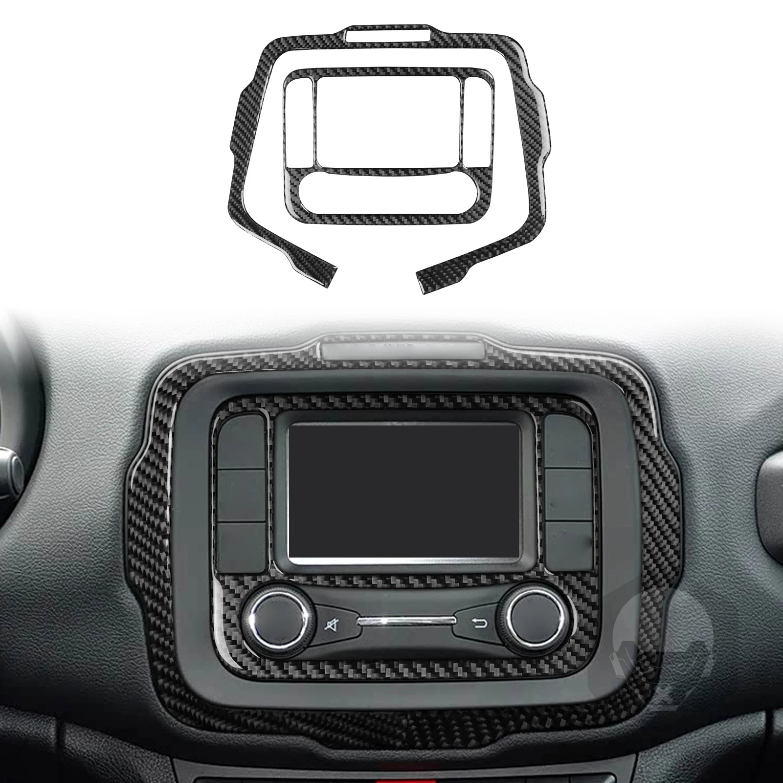 For Jeep Renegade 2015--2023 Carbon Fiber Navigation Panel Bundle Car Interiors Accessories Modifications Decorations Stickers