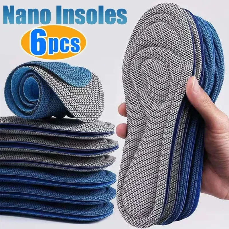 Insole Unisex Pad Antibacterial Absorption Nano Memory Foam Orthopedic Insoles Sweat Shoe Deodorization Accessories