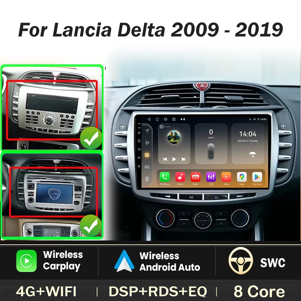 Carplay For Lancia Delta 2009 - 2019 Car Radio Android Auto Stereo Multimedia Video Player GPS Navigation 2din DVD Autoradio