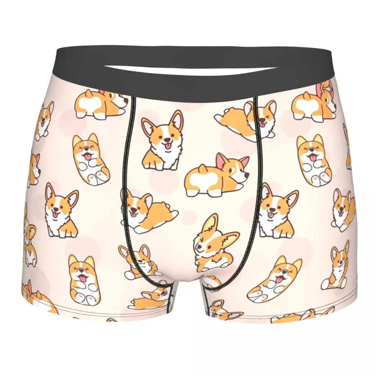 Corgi Puppy Fun Underpants Breathbale Panties Male Underwear Print Shorts Boxer Briefs