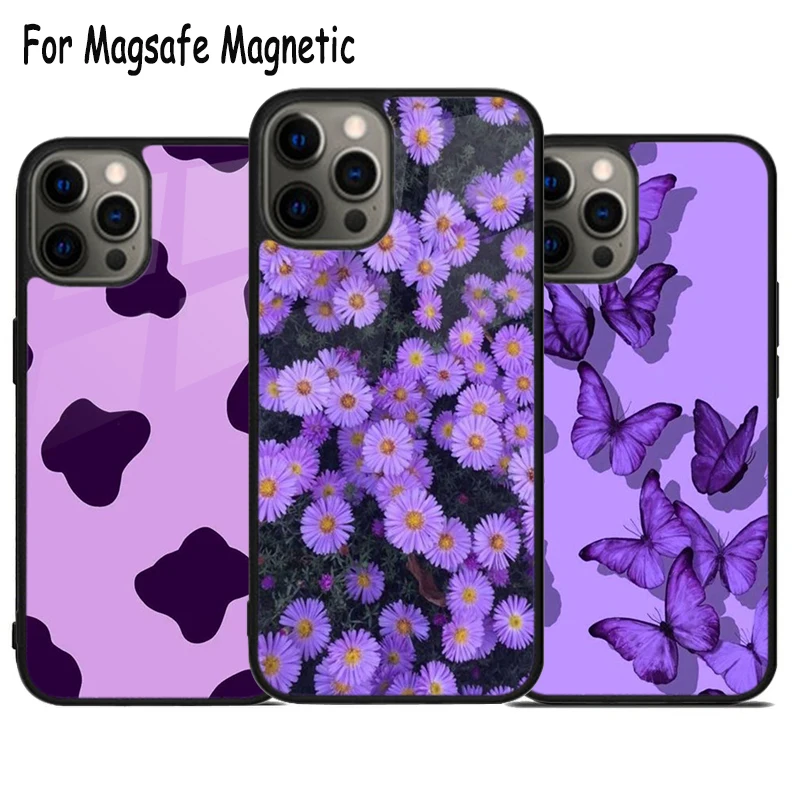 

Таинственный и элегантный фиолетовый чехол Magsafe для телефона с беспроводной зарядкой для iPhone 15 16 14 13 11 12 Pro Max Plus, магнитный чехол-бампер
