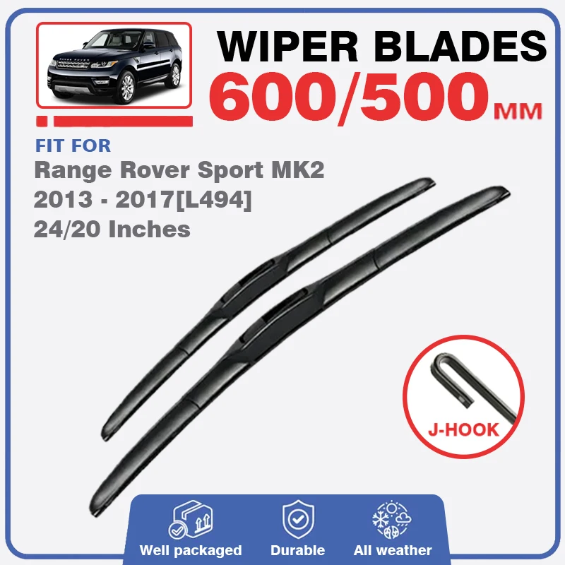 For Range Rover Sport 2013 - 2017 MK2 L494 Front Wiper Blades Windshield Windscreen Window J Hook Brushes Refills Accessories